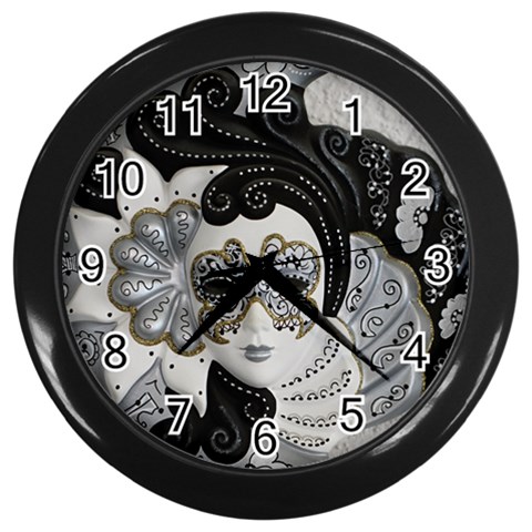 Venetian Mask Wall Clock (Black) from ArtsNow.com Front