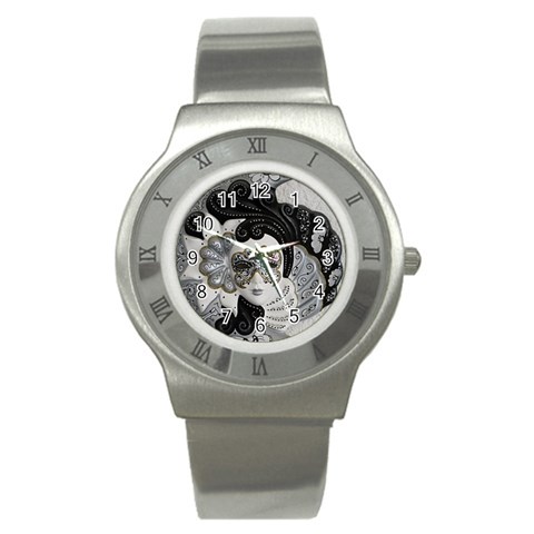 Venetian Mask Stainless Steel Watch (Slim) from ArtsNow.com Front