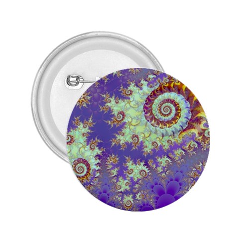 Sea Shell Spiral, Abstract Violet Cyan Stars 2.25  Button from ArtsNow.com Front