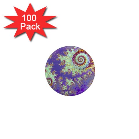 Sea Shell Spiral, Abstract Violet Cyan Stars 1  Mini Button Magnet (100 pack) from ArtsNow.com Front