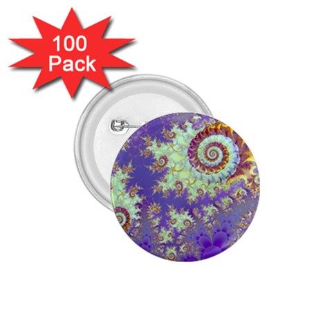 Sea Shell Spiral, Abstract Violet Cyan Stars 1.75  Button (100 pack) from ArtsNow.com Front