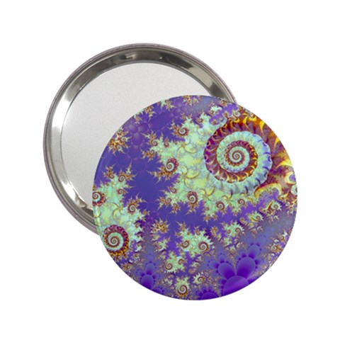 Sea Shell Spiral, Abstract Violet Cyan Stars Handbag Mirror (2.25 ) from ArtsNow.com Front