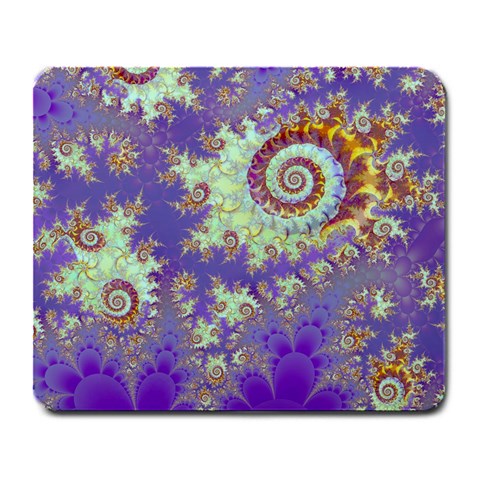 Sea Shell Spiral, Abstract Violet Cyan Stars Large Mouse Pad (Rectangle) from ArtsNow.com Front