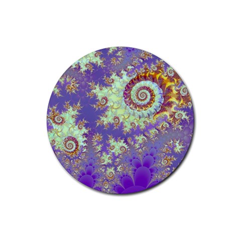 Sea Shell Spiral, Abstract Violet Cyan Stars Drink Coasters 4 Pack (Round) from ArtsNow.com Front