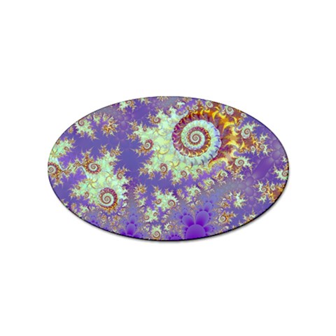 Sea Shell Spiral, Abstract Violet Cyan Stars Sticker (Oval) from ArtsNow.com Front