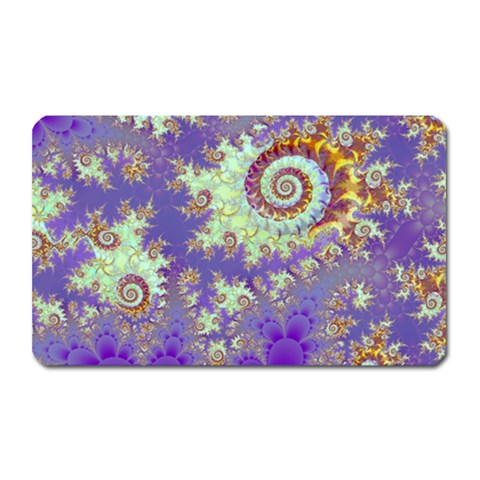 Sea Shell Spiral, Abstract Violet Cyan Stars Magnet (Rectangular) from ArtsNow.com Front