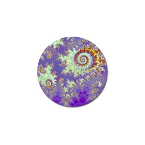 Sea Shell Spiral, Abstract Violet Cyan Stars Golf Ball Marker from ArtsNow.com Front