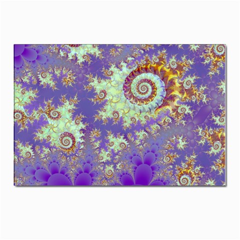 Sea Shell Spiral, Abstract Violet Cyan Stars Postcard 4 x 6  (10 Pack) from ArtsNow.com Front