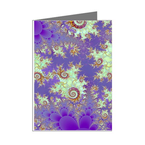 Sea Shell Spiral, Abstract Violet Cyan Stars Mini Greeting Card (8 Pack) from ArtsNow.com Right