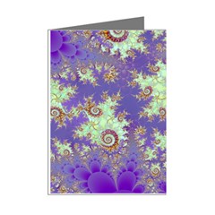 Sea Shell Spiral, Abstract Violet Cyan Stars Mini Greeting Card (8 Pack) from ArtsNow.com Right