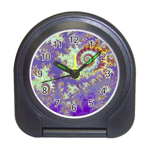 Sea Shell Spiral, Abstract Violet Cyan Stars Desk Alarm Clock from ArtsNow.com Front