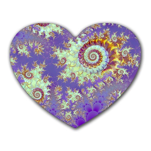 Sea Shell Spiral, Abstract Violet Cyan Stars Mouse Pad (Heart) from ArtsNow.com Front