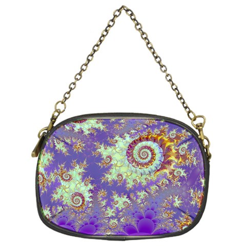 Sea Shell Spiral, Abstract Violet Cyan Stars Chain Purse (One Side) from ArtsNow.com Front