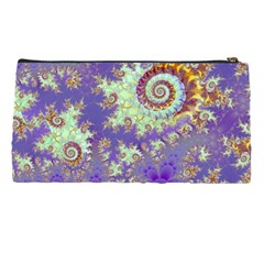 Sea Shell Spiral, Abstract Violet Cyan Stars Pencil Case from ArtsNow.com Back