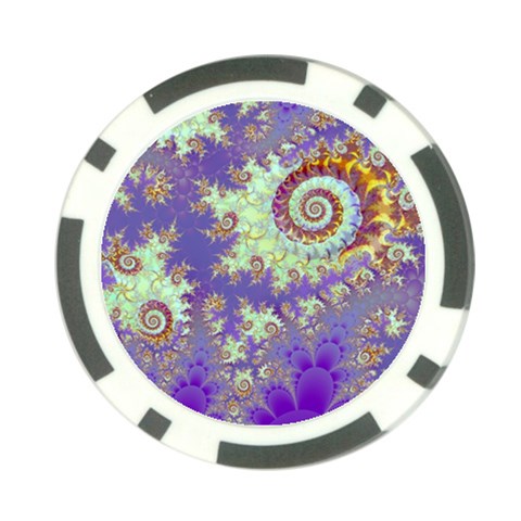 Sea Shell Spiral, Abstract Violet Cyan Stars Poker Chip (10 Pack) from ArtsNow.com Front