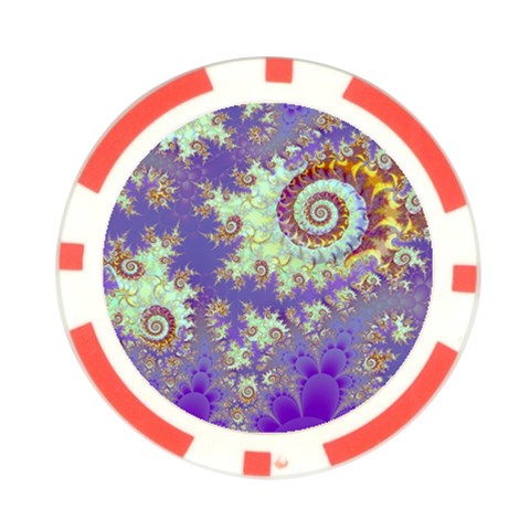 Sea Shell Spiral, Abstract Violet Cyan Stars Poker Chip (10 Pack) from ArtsNow.com Front