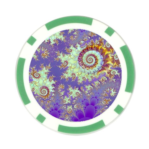 Sea Shell Spiral, Abstract Violet Cyan Stars Poker Chip (10 Pack) from ArtsNow.com Front