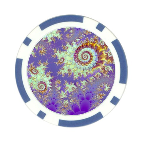 Sea Shell Spiral, Abstract Violet Cyan Stars Poker Chip (10 Pack) from ArtsNow.com Front