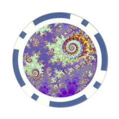 Sea Shell Spiral, Abstract Violet Cyan Stars Poker Chip (10 Pack) from ArtsNow.com Front