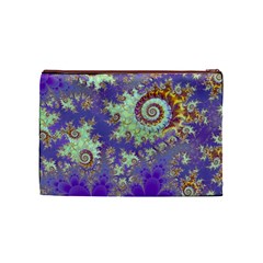 Sea Shell Spiral, Abstract Violet Cyan Stars Cosmetic Bag (Medium) from ArtsNow.com Front