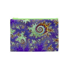 Sea Shell Spiral, Abstract Violet Cyan Stars Cosmetic Bag (Medium) from ArtsNow.com Front