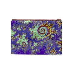 Sea Shell Spiral, Abstract Violet Cyan Stars Cosmetic Bag (Medium) from ArtsNow.com Back