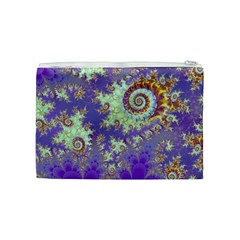 Sea Shell Spiral, Abstract Violet Cyan Stars Cosmetic Bag (Medium) from ArtsNow.com Back