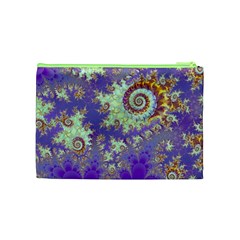 Sea Shell Spiral, Abstract Violet Cyan Stars Cosmetic Bag (Medium) from ArtsNow.com Back