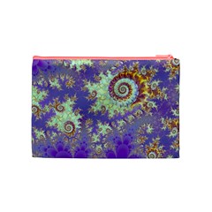 Sea Shell Spiral, Abstract Violet Cyan Stars Cosmetic Bag (Medium) from ArtsNow.com Back