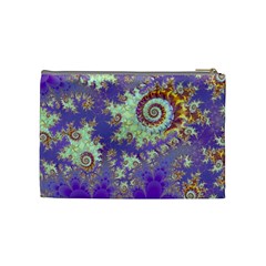 Sea Shell Spiral, Abstract Violet Cyan Stars Cosmetic Bag (Medium) from ArtsNow.com Back