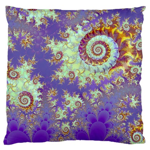 Sea Shell Spiral, Abstract Violet Cyan Stars Large Cushion Case (Single Sided)  from ArtsNow.com Front