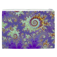 Sea Shell Spiral, Abstract Violet Cyan Stars Cosmetic Bag (XXL) from ArtsNow.com Back