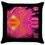 Magenta Boardwalk Carnival, Abstract Ocean Shimmer Black Throw Pillow Case