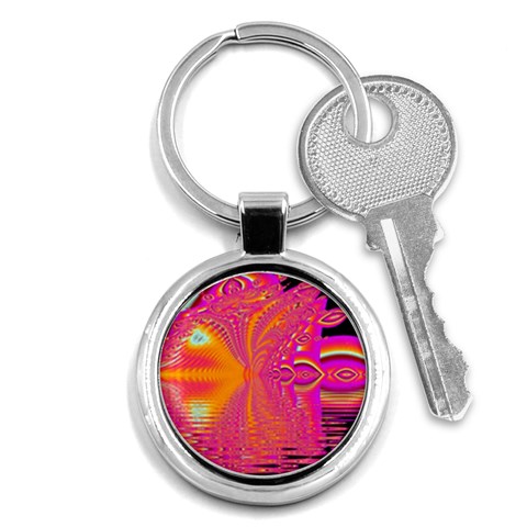 Magenta Boardwalk Carnival, Abstract Ocean Shimmer Key Chain (Round) from ArtsNow.com Front