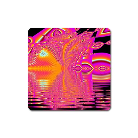 Magenta Boardwalk Carnival, Abstract Ocean Shimmer Magnet (Square) from ArtsNow.com Front