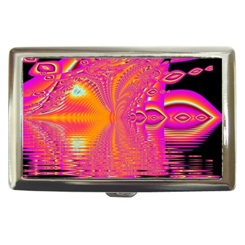 Magenta Boardwalk Carnival, Abstract Ocean Shimmer Cigarette Money Case from ArtsNow.com Front