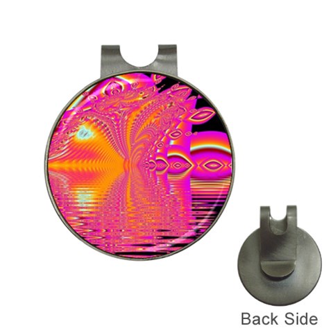 Magenta Boardwalk Carnival, Abstract Ocean Shimmer Hat Clip with Golf Ball Marker from ArtsNow.com Front