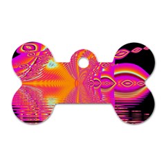 Magenta Boardwalk Carnival, Abstract Ocean Shimmer Dog Tag Bone (Two Sided) from ArtsNow.com Front