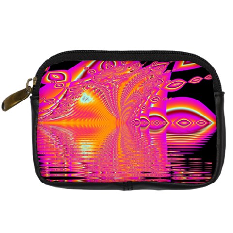 Magenta Boardwalk Carnival, Abstract Ocean Shimmer Digital Camera Leather Case from ArtsNow.com Front