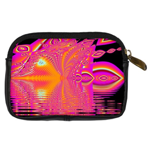 Magenta Boardwalk Carnival, Abstract Ocean Shimmer Digital Camera Leather Case from ArtsNow.com Back