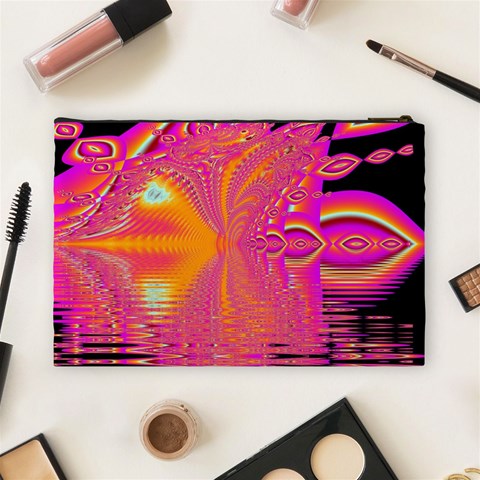 Magenta Boardwalk Carnival, Abstract Ocean Shimmer Cosmetic Bag (Large) from ArtsNow.com Back