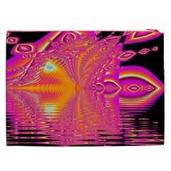 Magenta Boardwalk Carnival, Abstract Ocean Shimmer Cosmetic Bag (XXL) from ArtsNow.com Back