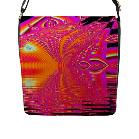 Magenta Boardwalk Carnival, Abstract Ocean Shimmer Flap Closure Messenger Bag (Large) from ArtsNow.com Front