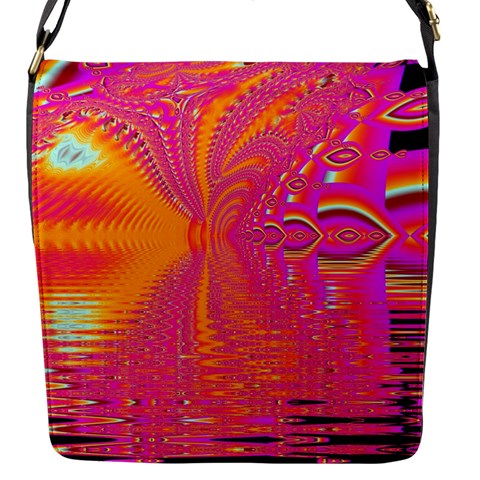 Magenta Boardwalk Carnival, Abstract Ocean Shimmer Flap Closure Messenger Bag (Small) from ArtsNow.com Front