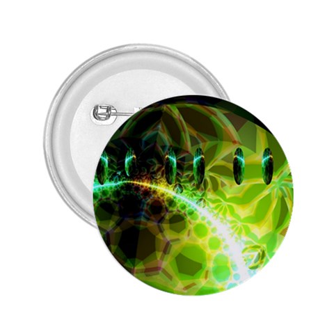 Dawn Of Time, Abstract Lime & Gold Emerge 2.25  Button from ArtsNow.com Front