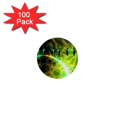 Dawn Of Time, Abstract Lime & Gold Emerge 1  Mini Button (100 pack) from ArtsNow.com Front