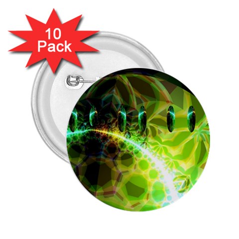 Dawn Of Time, Abstract Lime & Gold Emerge 2.25  Button (10 pack) from ArtsNow.com Front