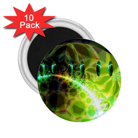 Dawn Of Time, Abstract Lime & Gold Emerge 2.25  Button Magnet (10 pack) from ArtsNow.com Front