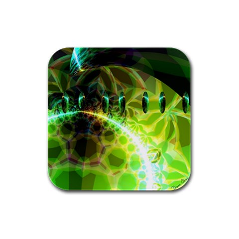 Dawn Of Time, Abstract Lime & Gold Emerge Drink Coasters 4 Pack (Square) from ArtsNow.com Front