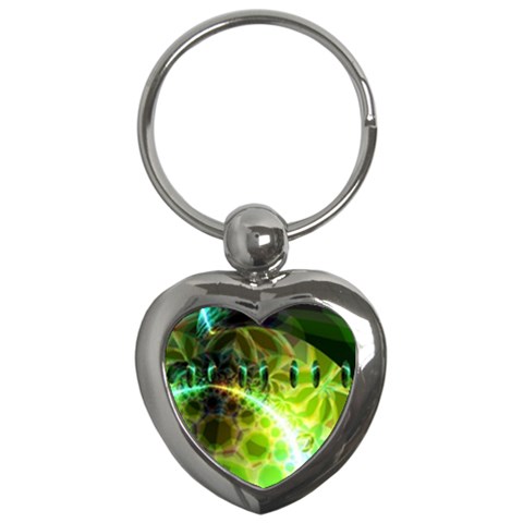 Dawn Of Time, Abstract Lime & Gold Emerge Key Chain (Heart) from ArtsNow.com Front